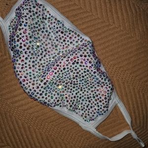LUX nurse white CRYSTAL RHINESTONES MASK A/B new